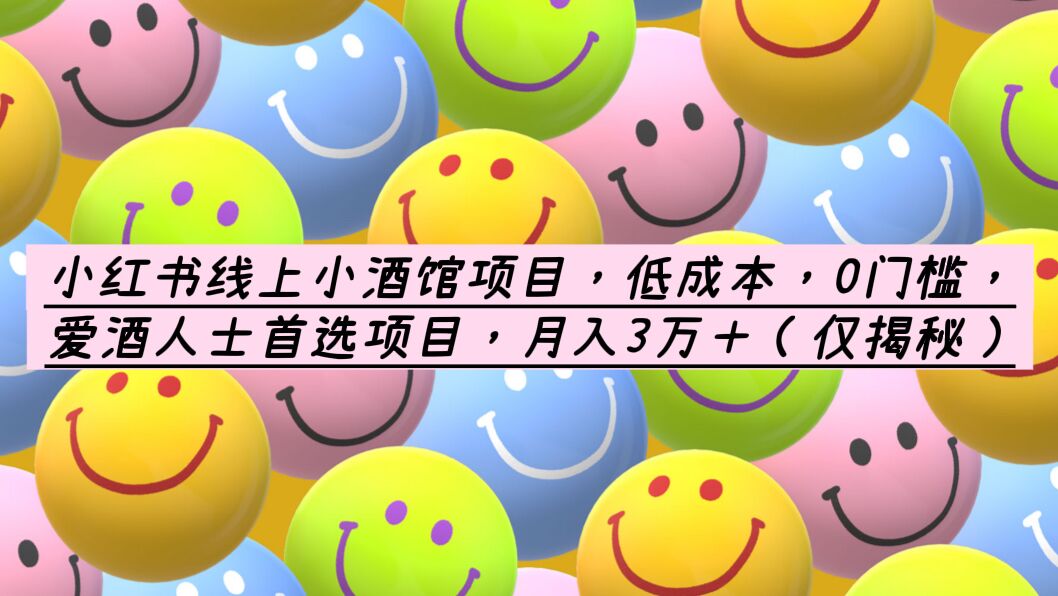 图片[1]-线上小酒馆，0门槛创业项目，月入3万＋，教你如何精准引流和定位！-阿灿说钱