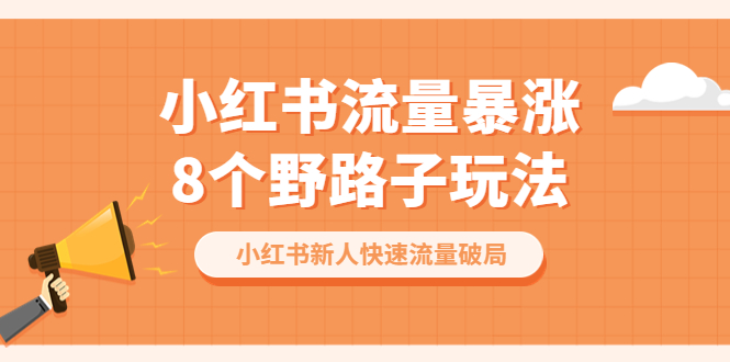 图片[1]-小红书流量-暴涨8个野路子玩法：小红书新人快速流量破局（8节课）-阿灿说钱