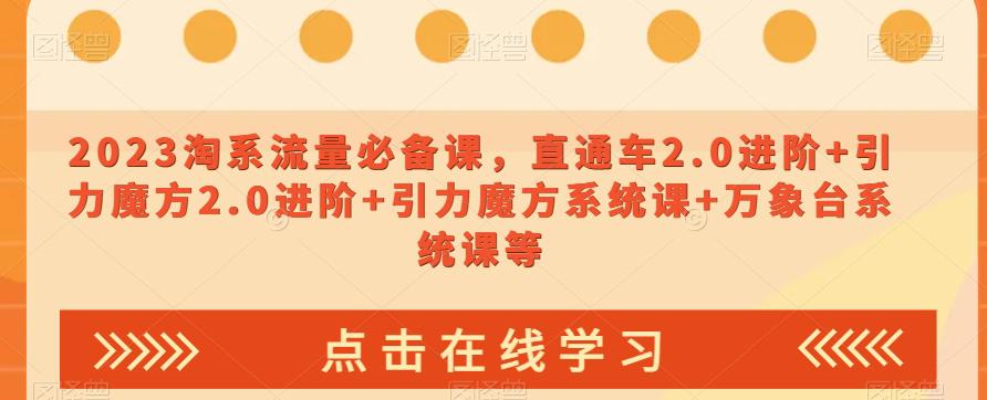 图片[1]-2023淘宝流量爆款课：直通车2.0进阶，引力魔方系统让你轻松引爆销售-阿灿说钱